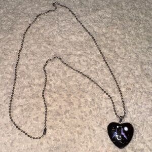 Heart Gemini Pendant Necklace with Black and Purple Design